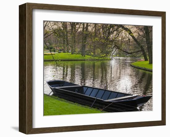 Boat on Keukenhof Gardens Lake in Early Spring-Anna Miller-Framed Photographic Print