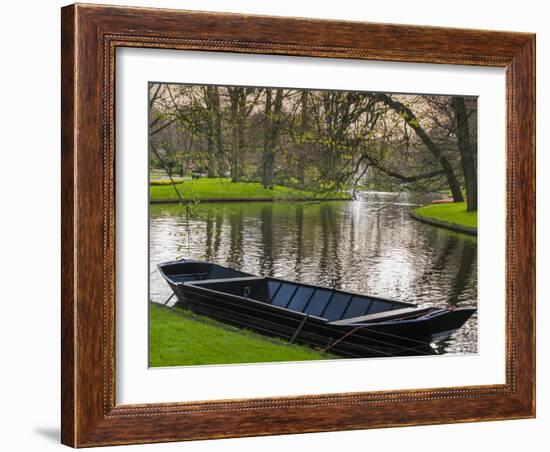 Boat on Keukenhof Gardens Lake in Early Spring-Anna Miller-Framed Photographic Print