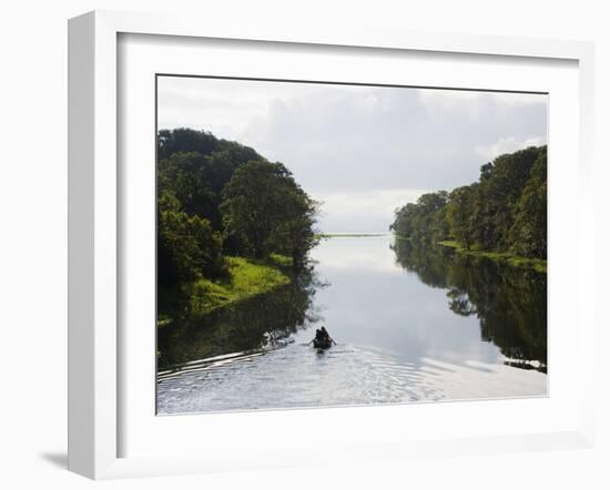 Boat on Lago De Yojoa, Lake Yojoa, Honduras, Central America-Christian Kober-Framed Photographic Print