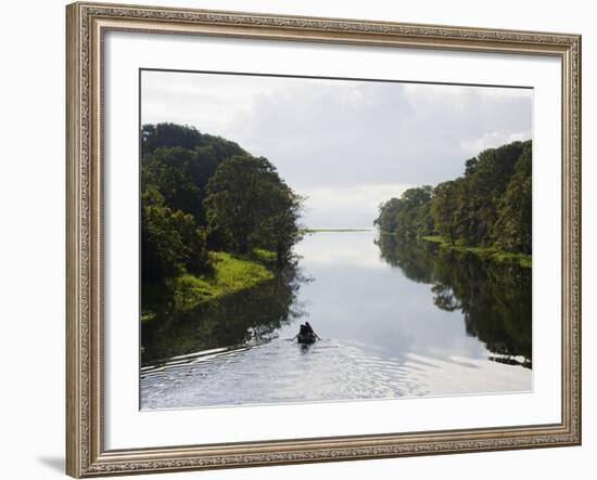 Boat on Lago De Yojoa, Lake Yojoa, Honduras, Central America-Christian Kober-Framed Photographic Print