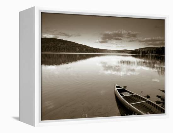 Boat on Lake in New Hampshire, New England, USA-Peter Adams-Framed Premier Image Canvas