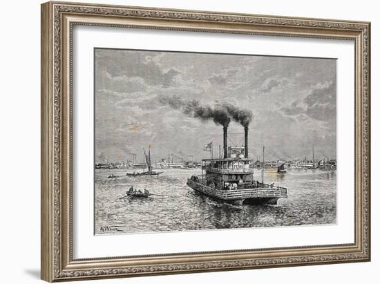 Boat on Mississippi, 1892, by Taylor Taken from Geographie Universelle, 19th Century-null-Framed Giclee Print