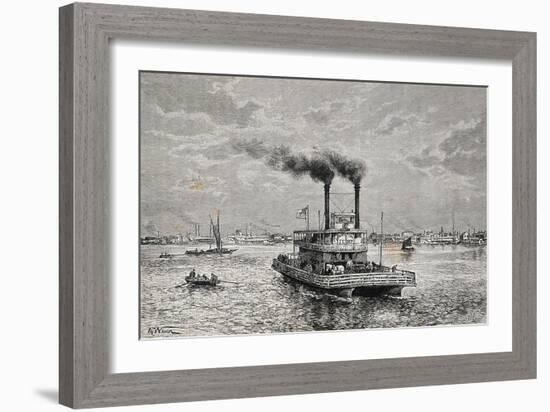 Boat on Mississippi, 1892, by Taylor Taken from Geographie Universelle, 19th Century-null-Framed Giclee Print