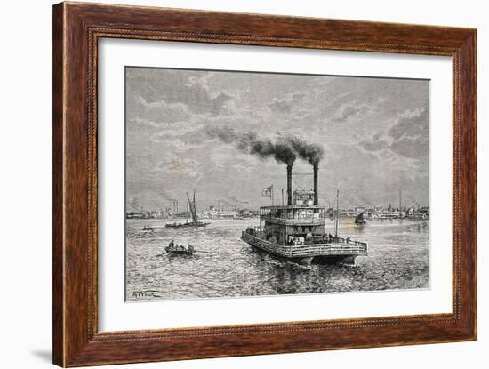 Boat on Mississippi, 1892, by Taylor Taken from Geographie Universelle, 19th Century-null-Framed Giclee Print