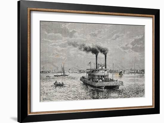 Boat on Mississippi, 1892, by Taylor Taken from Geographie Universelle, 19th Century-null-Framed Giclee Print