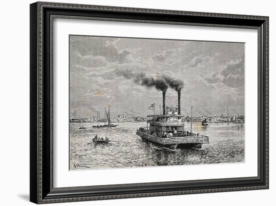 Boat on Mississippi, 1892, by Taylor Taken from Geographie Universelle, 19th Century-null-Framed Giclee Print