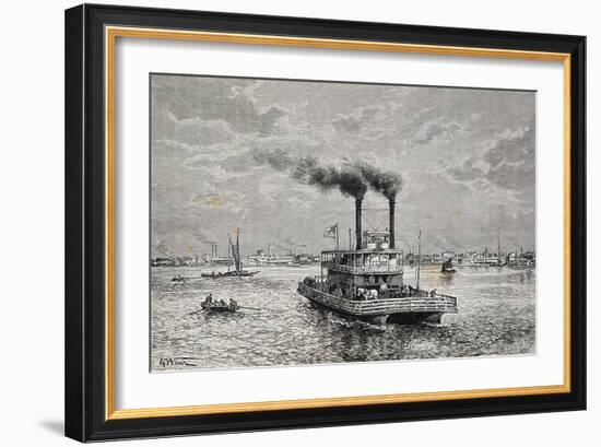 Boat on Mississippi, 1892, by Taylor Taken from Geographie Universelle, 19th Century-null-Framed Giclee Print