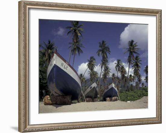 Boat on Pinney Beach, Nevis, Caribbean-Robin Hill-Framed Photographic Print