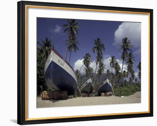 Boat on Pinney Beach, Nevis, Caribbean-Robin Hill-Framed Photographic Print