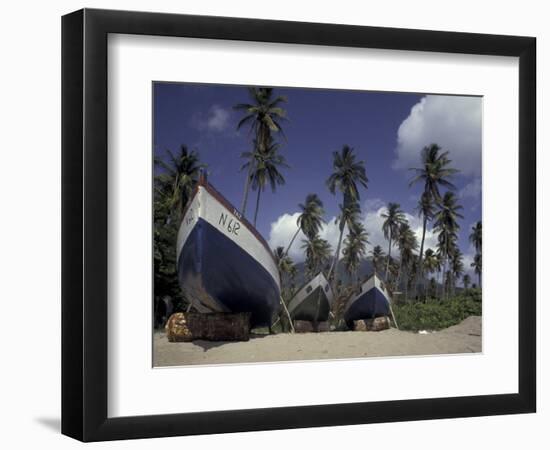 Boat on Pinney Beach, Nevis, Caribbean-Robin Hill-Framed Photographic Print