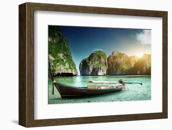 Boat on Sand of Maya Bay Phi Phi Island-Iakov Kalinin-Framed Photographic Print