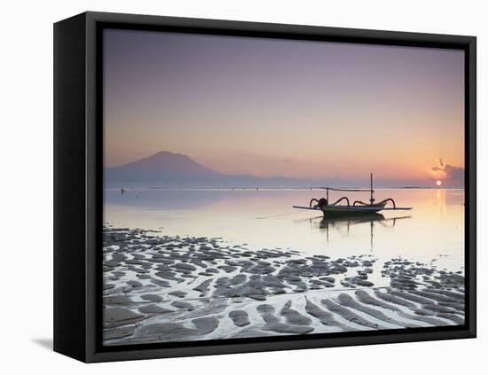 Boat on Sanur Beach at Dawn, Bali, Indonesia-Ian Trower-Framed Premier Image Canvas