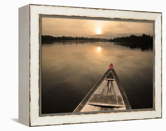 Boat on the Amazon River, Near Puerto Narino, Colombia-Christian Heeb-Framed Premier Image Canvas