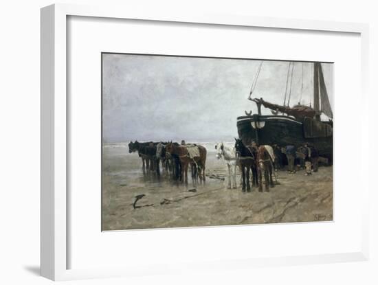 Boat on the Beach at Scheveningen, 1876-Anton Mauve-Framed Giclee Print