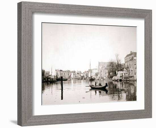 Boat on the Canal, Dordrecht, Netherlands, 1898-James Batkin-Framed Photographic Print