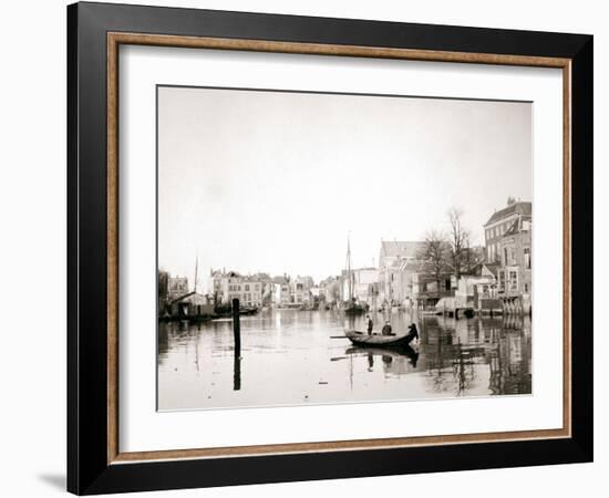 Boat on the Canal, Dordrecht, Netherlands, 1898-James Batkin-Framed Photographic Print