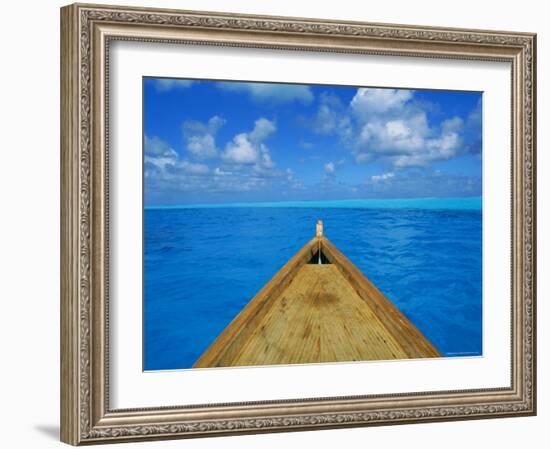 Boat on the Pacific Ocean, Bora Bora, Tahiti, Society Islands, French Polynesia, Pacific-Mark Mawson-Framed Photographic Print