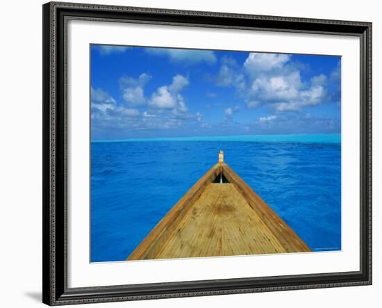 Boat on the Pacific Ocean, Bora Bora, Tahiti, Society Islands, French Polynesia, Pacific-Mark Mawson-Framed Photographic Print