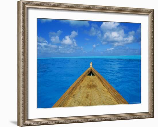 Boat on the Pacific Ocean, Bora Bora, Tahiti, Society Islands, French Polynesia, Pacific-Mark Mawson-Framed Photographic Print