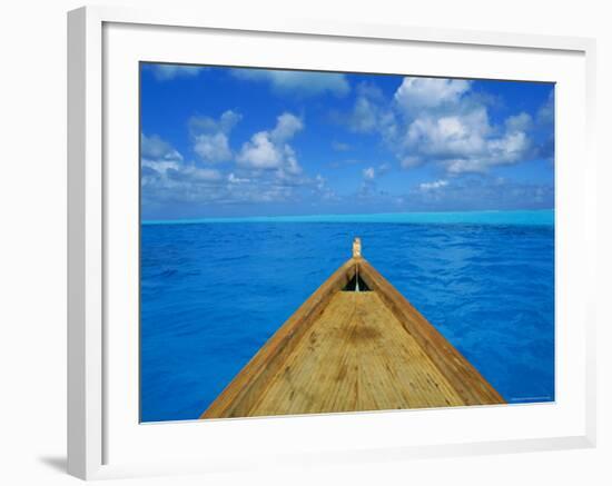 Boat on the Pacific Ocean, Bora Bora, Tahiti, Society Islands, French Polynesia, Pacific-Mark Mawson-Framed Photographic Print