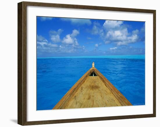 Boat on the Pacific Ocean, Bora Bora, Tahiti, Society Islands, French Polynesia, Pacific-Mark Mawson-Framed Photographic Print