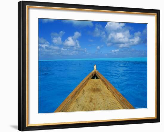 Boat on the Pacific Ocean, Bora Bora, Tahiti, Society Islands, French Polynesia, Pacific-Mark Mawson-Framed Photographic Print