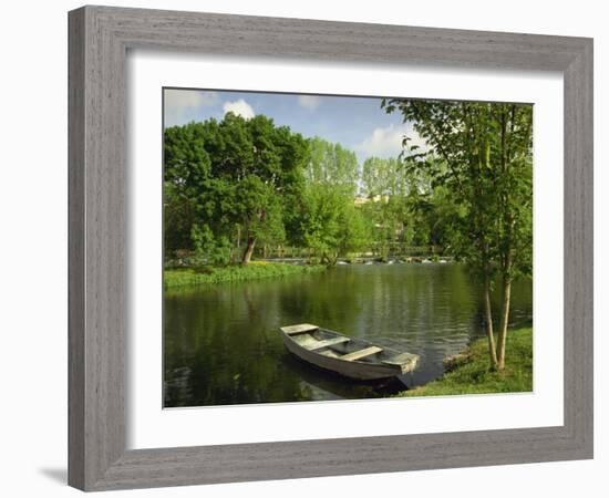 Boat on the River Charente, St. Simeux, Poitou Charentes, France, Europe-Michael Busselle-Framed Photographic Print