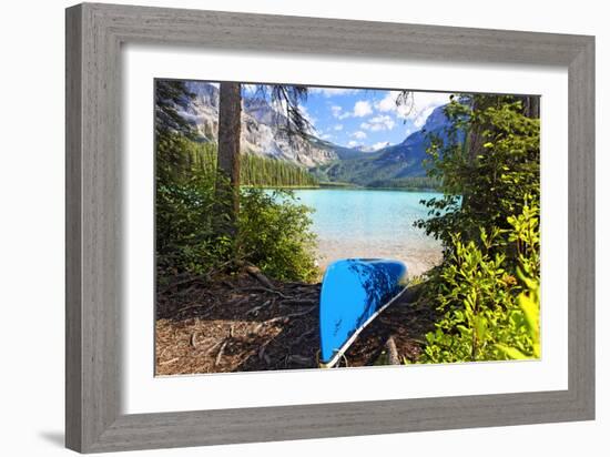 Boat on the Shore, Emerald Lake, Canada-George Oze-Framed Photographic Print