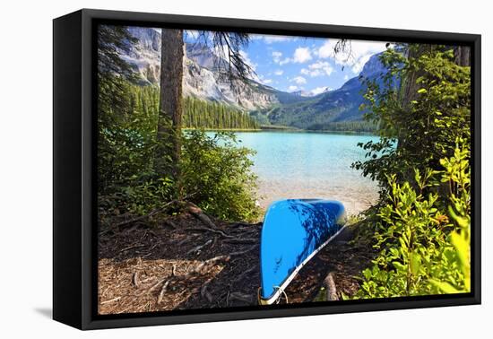 Boat on the Shore, Emerald Lake, Canada-George Oze-Framed Premier Image Canvas