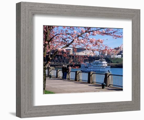 Boat on the Willamette River, Portland, Oregon, USA-Janis Miglavs-Framed Photographic Print