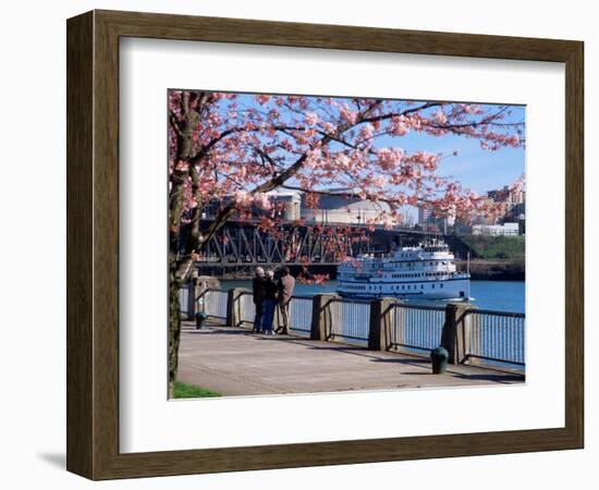 Boat on the Willamette River, Portland, Oregon, USA-Janis Miglavs-Framed Photographic Print