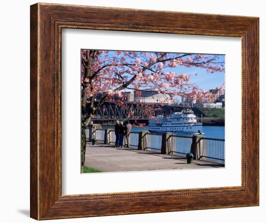 Boat on the Willamette River, Portland, Oregon, USA-Janis Miglavs-Framed Photographic Print