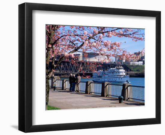 Boat on the Willamette River, Portland, Oregon, USA-Janis Miglavs-Framed Photographic Print