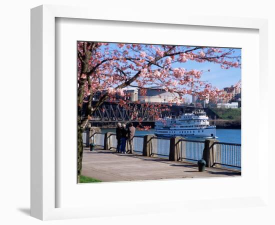 Boat on the Willamette River, Portland, Oregon, USA-Janis Miglavs-Framed Photographic Print