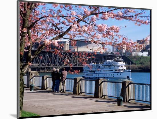 Boat on the Willamette River, Portland, Oregon, USA-Janis Miglavs-Mounted Photographic Print