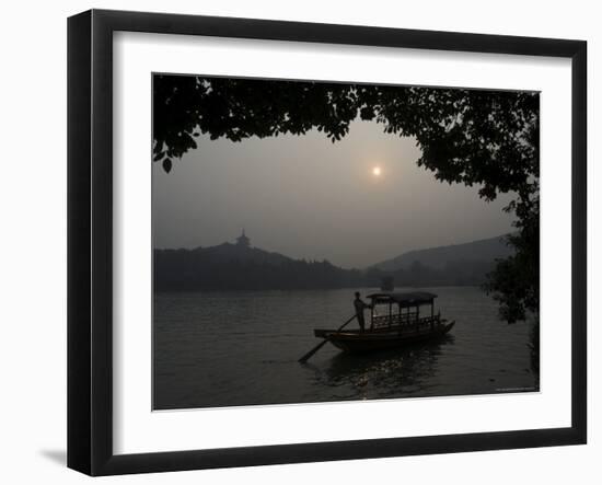 Boat on West Lake, Hangzhou, Zhejiang Province, China-Jochen Schlenker-Framed Photographic Print