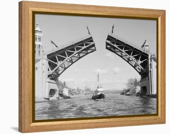 Boat Passing beneath Montlake Bridge-Ray Krantz-Framed Premier Image Canvas