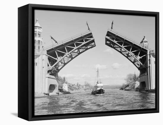 Boat Passing beneath Montlake Bridge-Ray Krantz-Framed Premier Image Canvas