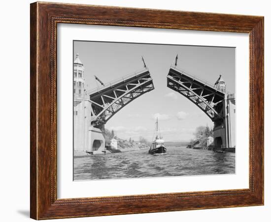 Boat Passing beneath Montlake Bridge-Ray Krantz-Framed Photographic Print