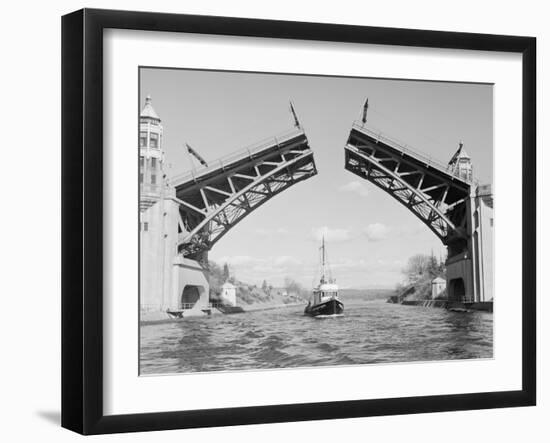 Boat Passing beneath Montlake Bridge-Ray Krantz-Framed Photographic Print