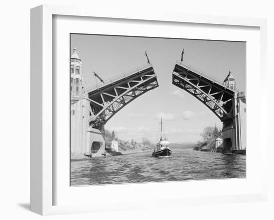 Boat Passing beneath Montlake Bridge-Ray Krantz-Framed Photographic Print