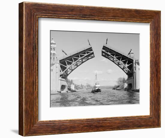 Boat Passing beneath Montlake Bridge-Ray Krantz-Framed Photographic Print