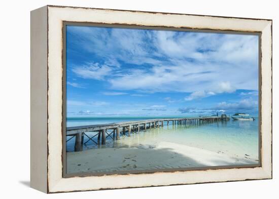 Boat Pier on Carp Island, One of the Rock Islands, Palau, Central Pacific-Michael Runkel-Framed Premier Image Canvas