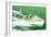 Boat Pulling Water Skier over Green Water, St. Patrick's Day-null-Framed Premium Giclee Print