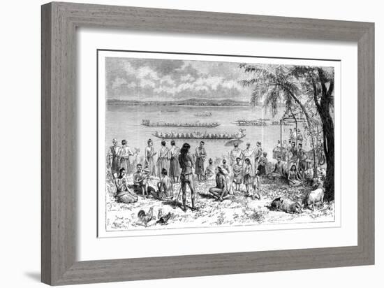 Boat Racing on the Mekong, 1895-Charles Barbant-Framed Giclee Print