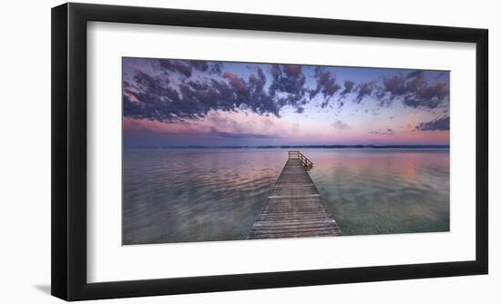 Boat ramp and filigree clouds, Bavaria, Germany-Frank Krahmer-Framed Art Print