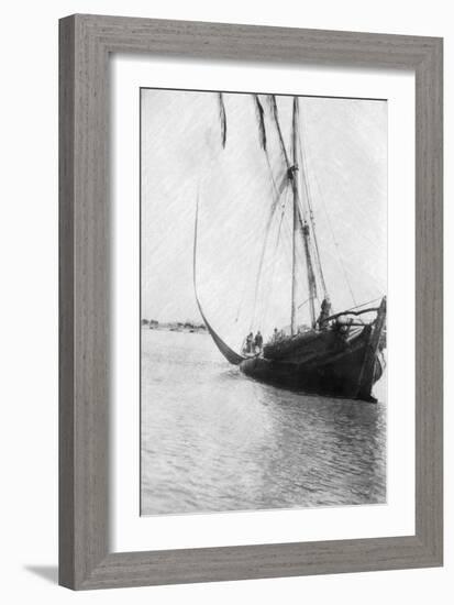 Boat Setting Sail on the River Tigris, Mesopotamia, 1918-null-Framed Giclee Print