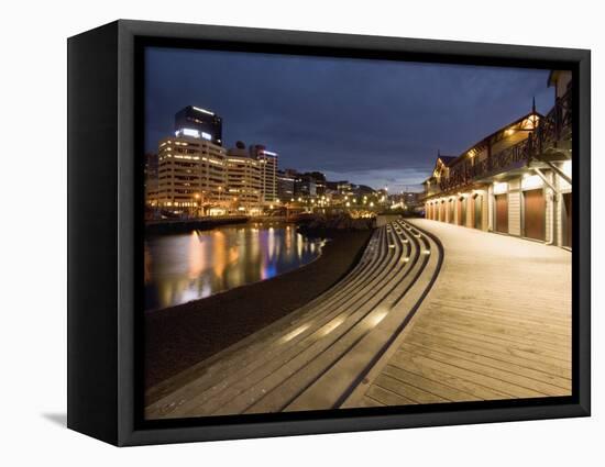 Boat Sheds and Sea Front at Dawn, Wellington, North Island, New Zealand-Don Smith-Framed Premier Image Canvas
