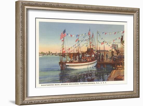 Boat, Sponge Exchange, Tarpon Springs, Florida-null-Framed Art Print