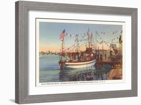 Boat, Sponge Exchange, Tarpon Springs, Florida-null-Framed Art Print